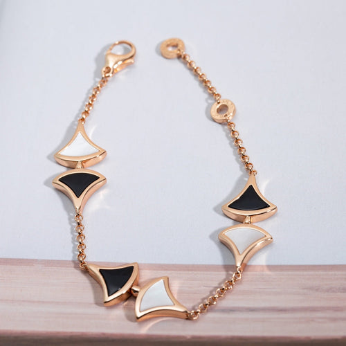 BVLGARI DREAM MOP AND ONYX BRACELET PINK GOLD