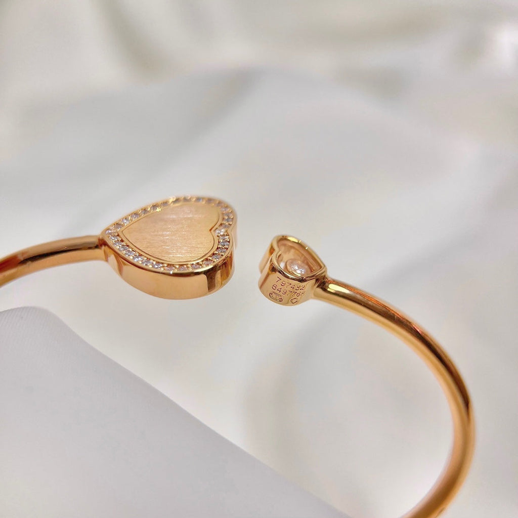 CHOPARD HAPPY HEART BRACELET PINK GOLD TIGER EYE DIAMOND