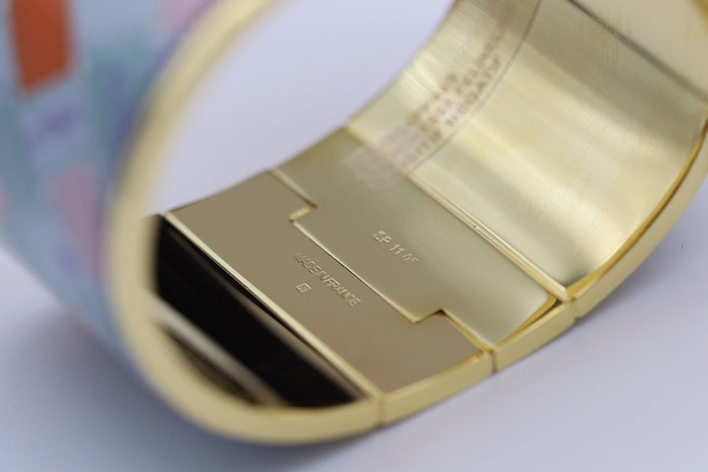 HERMES MULTICOLOR PINK BLUE HINGED BRACELET 36MM