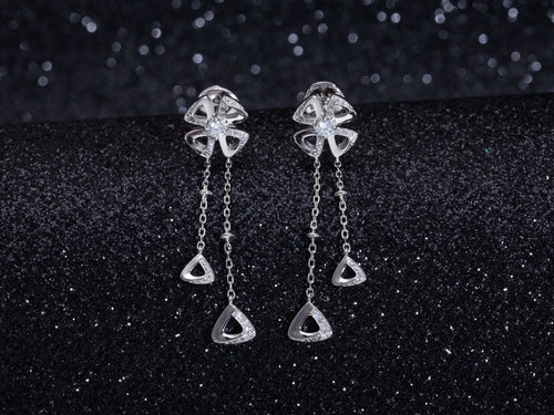 BVLGARI FIOREVER SILVER DIAMOND DROP EARRINGS