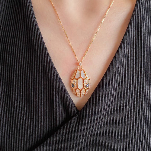 BVLGARI SERPENT PINK GOLD DIAMOND NECKLACE