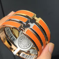 HERMES H Pig Nose Orange Bracelet