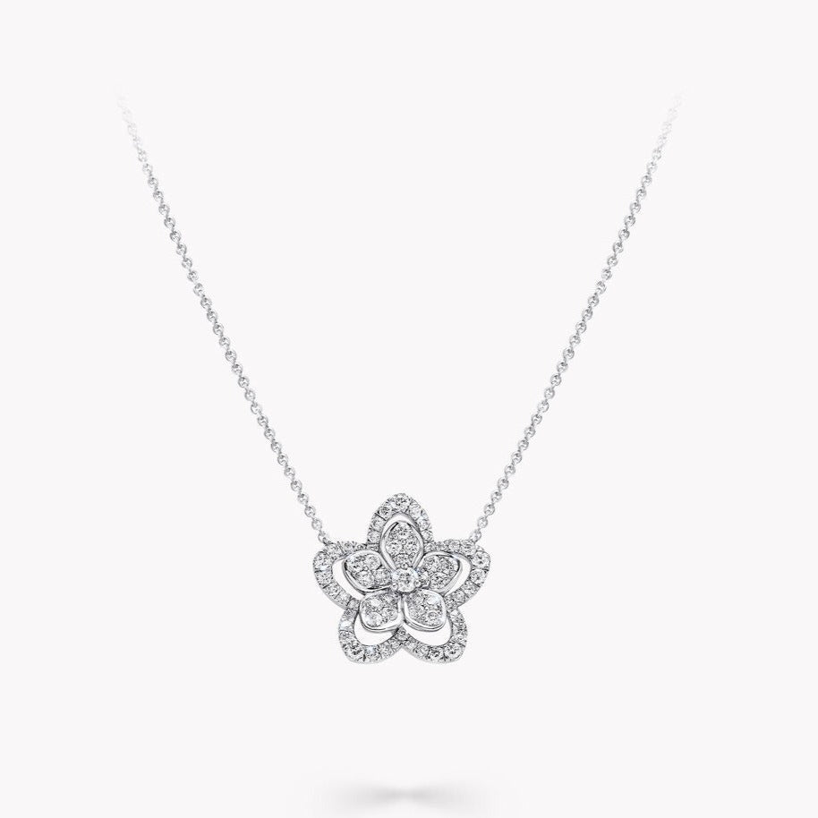 GRAFF WILD FLOWER SILVER DIAMOND NECKLACE