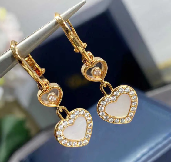 CHOPARD HAPPY HEART DIAMOND PINK GOLD EARRINGS