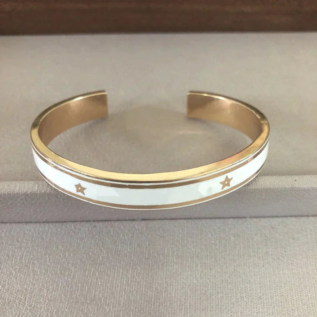 DIOR CODE BANGLE GOLD-FINISH METAL AND LACQUER WOMEN