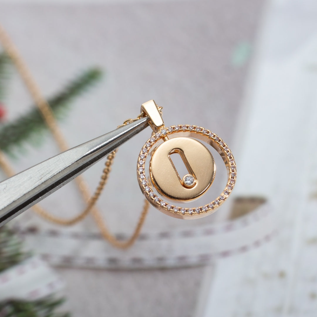 MESSIKA LUCKY MOVE PM NECKLACE PINK GOLD DIAMOND