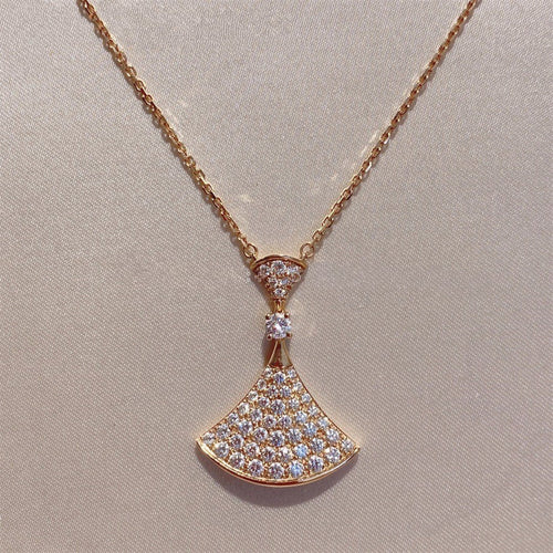BVLGARI DREAM NECKLACE PINK GOLD FULL DIAMOND