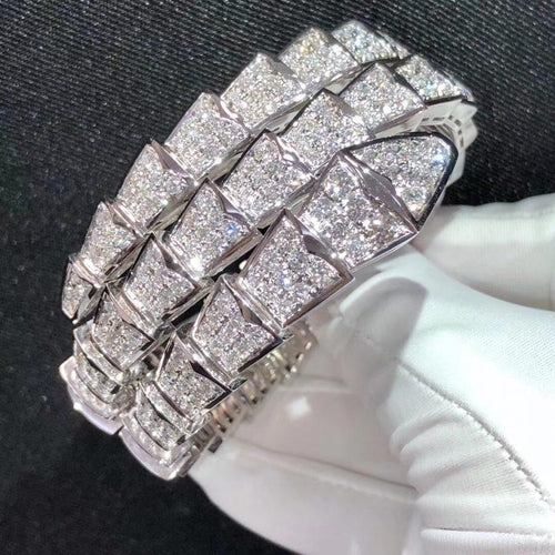 BVLGARI SERPENTI BRACELET 8MM SILVER DIAMOND DOUBLE ROW