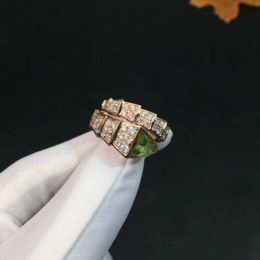 BVLGARI SERPENTI RING PINK GOLD DIAMOND MALACHITE