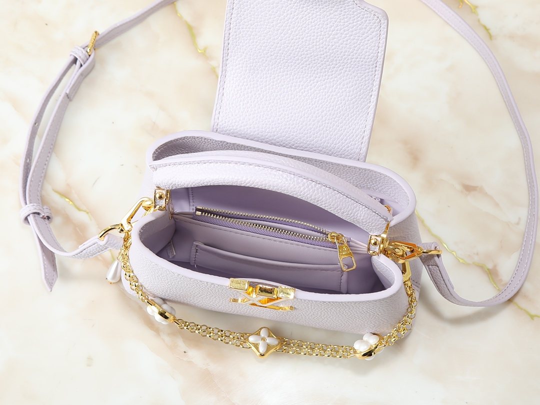 Louis Vuitton Capucines East-West Floral Chain Bag — detail