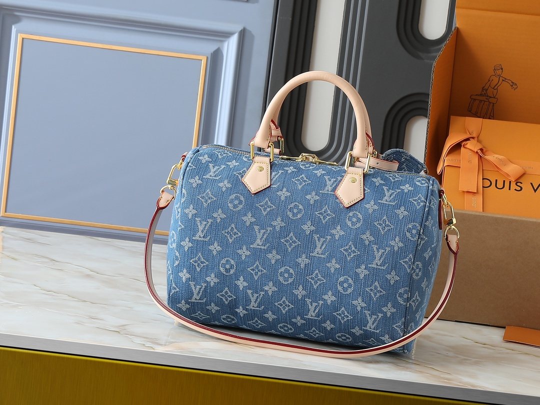 Louis Vuitton Speedy Soft Monogram Denim Handbag — front