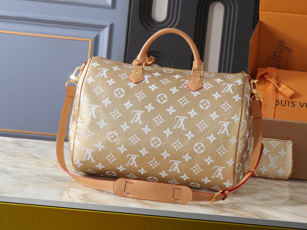 Louis Vuitton Speedy Bandoulière White Monogram Handbag — back