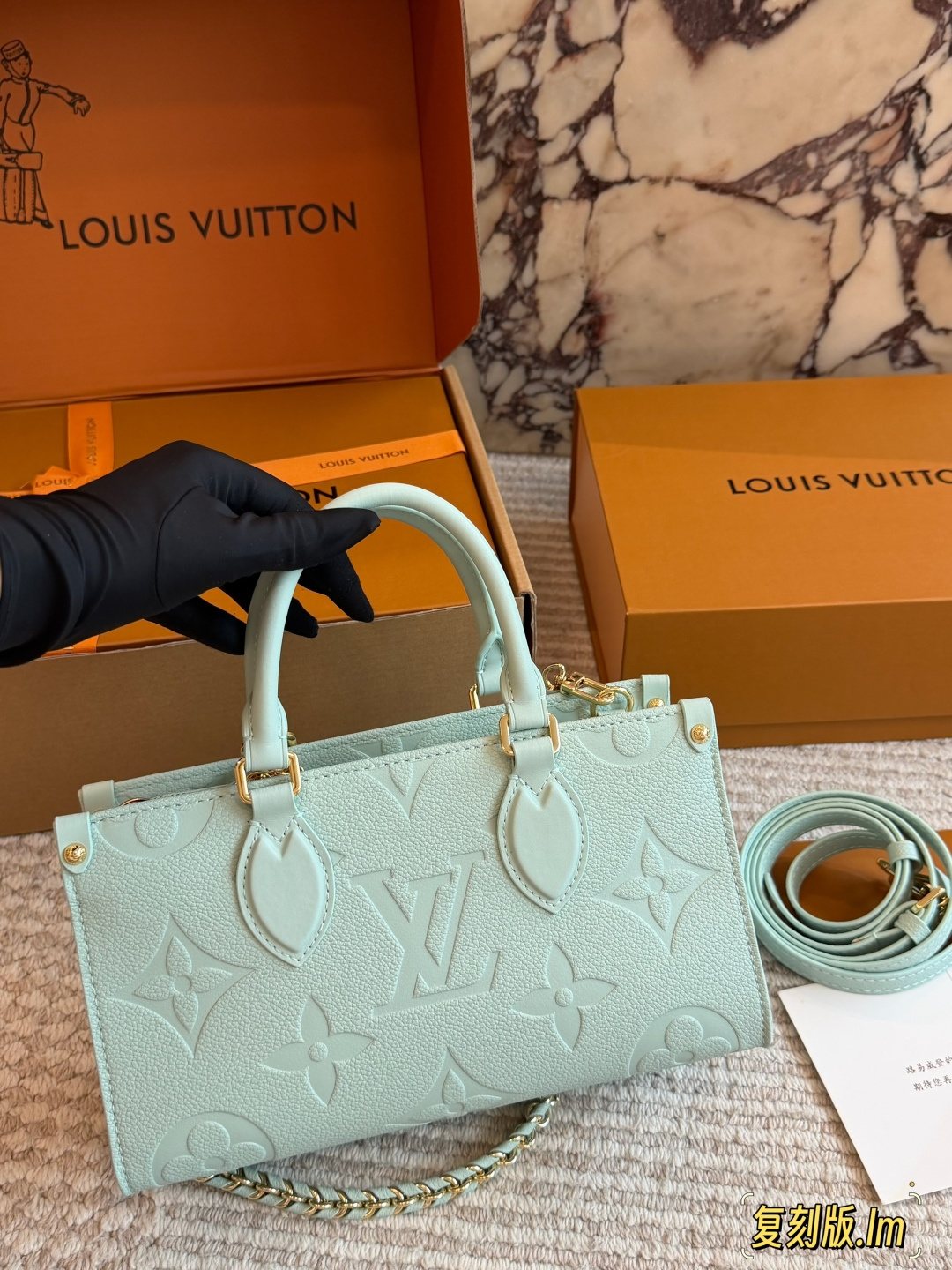 Louis Vuitton Onthego Mint Green Embossed Handbag — hero