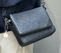 Dark Gray Embossed Motif Flap Shoulder Bag — hero