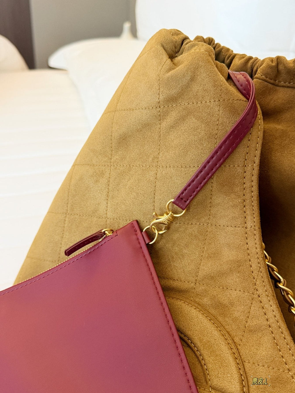 Chanel BocoBeach Quilted Suede Tote — detail