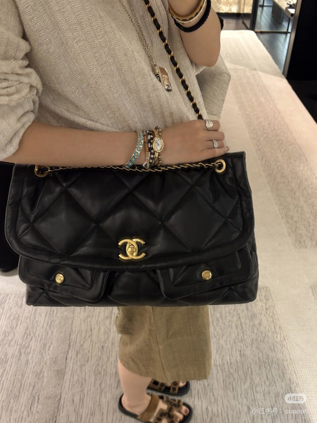 Chanel Two-Pocket Quilted Shoulder Bag — model