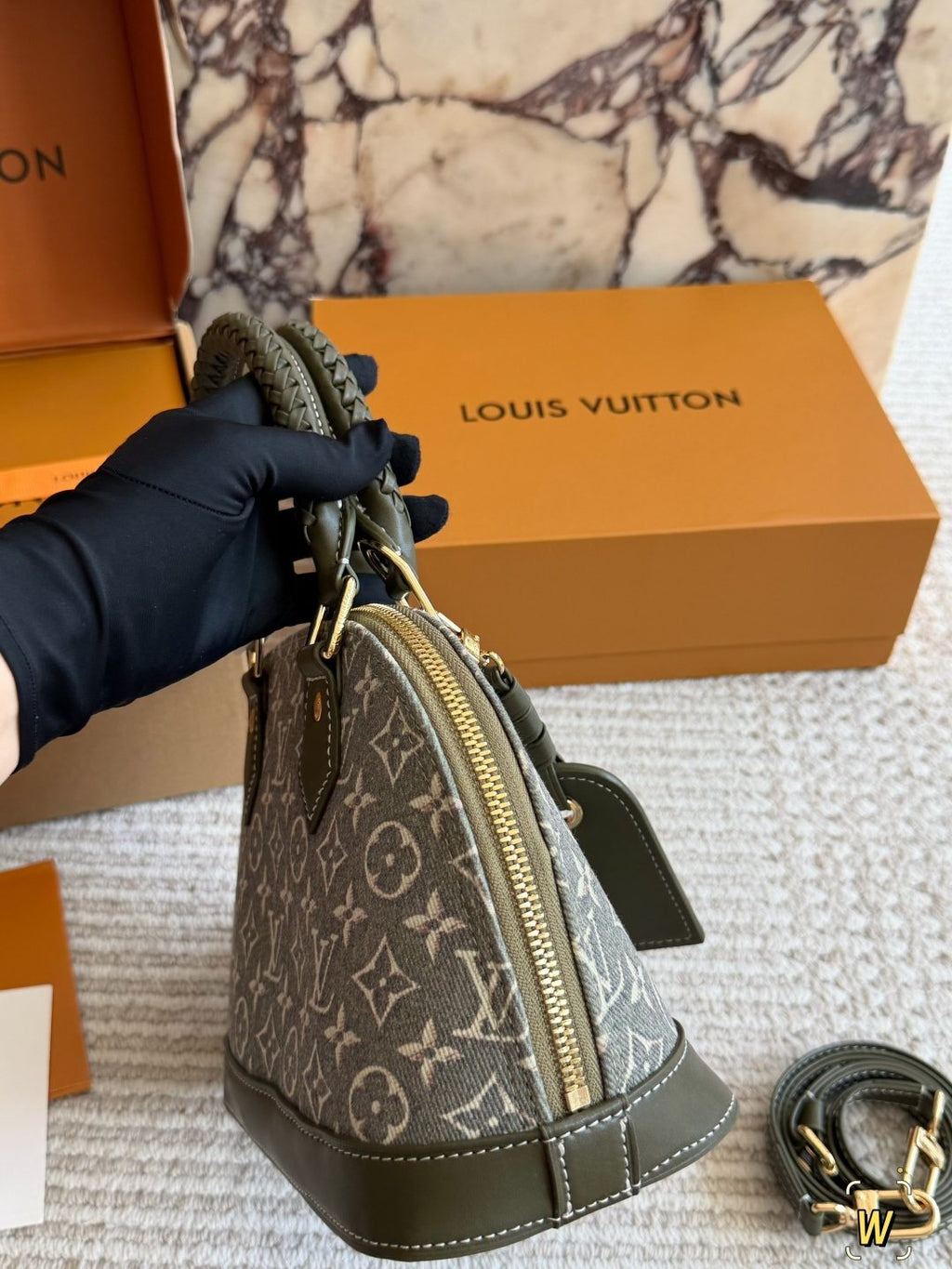 Louis Vuitton Alma BB Monogram Braided-Handle Bag — side