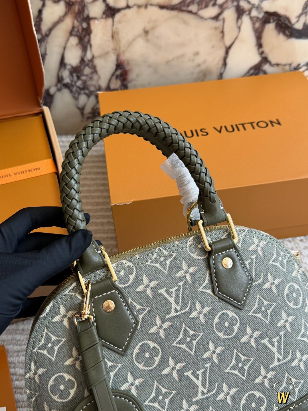 Louis Vuitton Alma BB Monogram Braided-Handle Bag — front