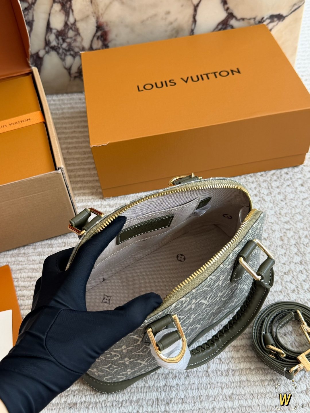 Louis Vuitton Alma BB Monogram Braided-Handle Bag — front