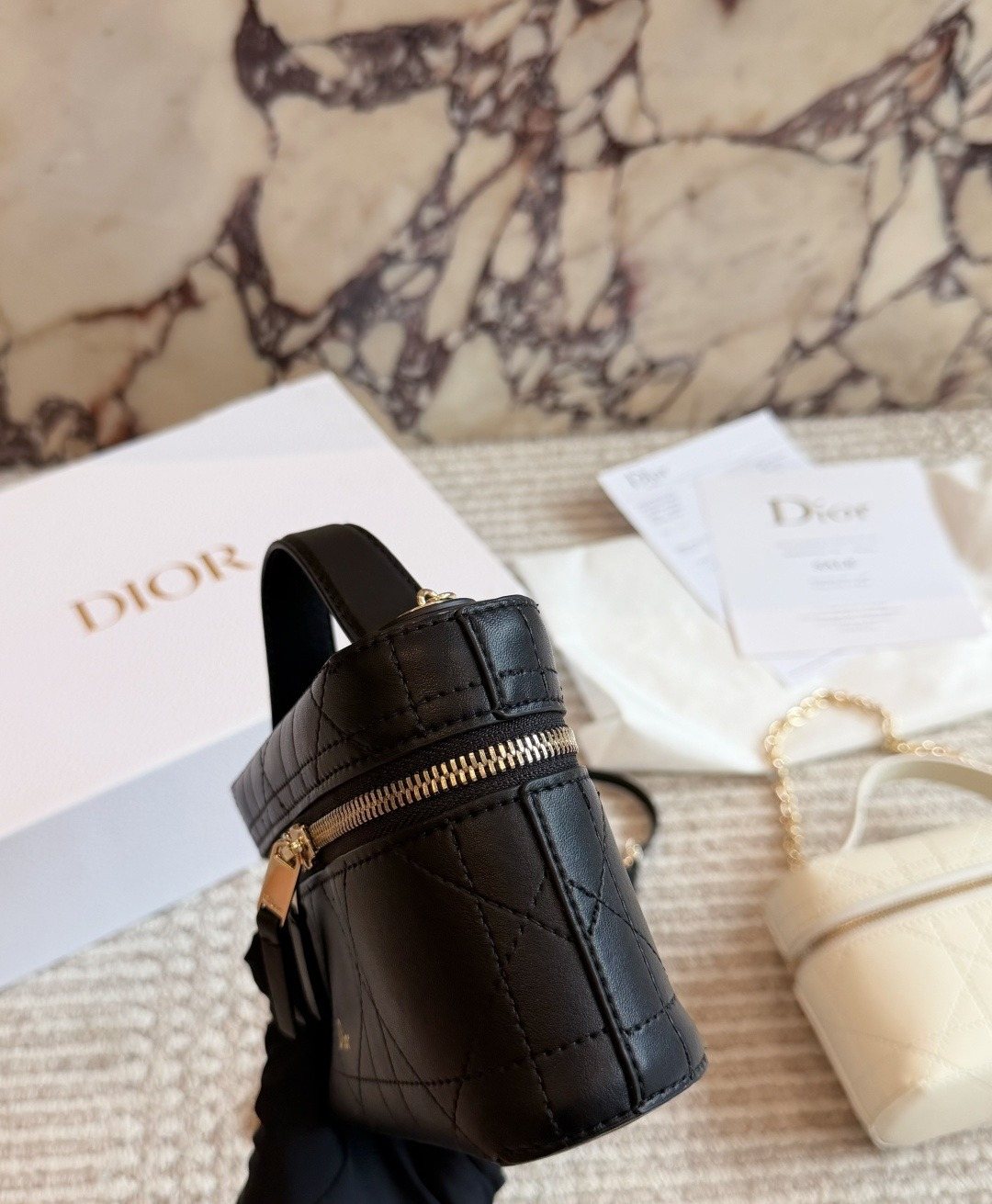 Dior Quilted Top-Handle Box Bag — side