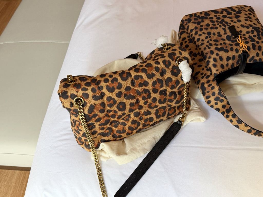 Saint Laurent LouLou Puffer Leopard Print Shoulder Bag — back