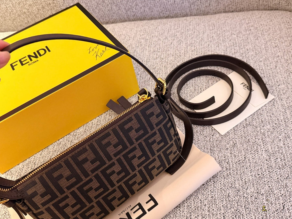 Fendi FF Monogram Zip-Top Shoulder Bag — back