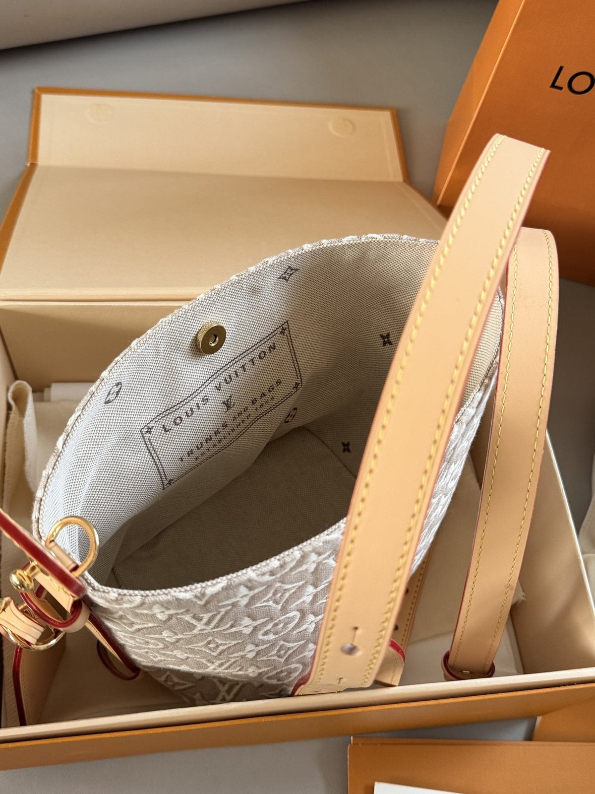 Louis Vuitton All In BB Monogram Bucket Bag — detail