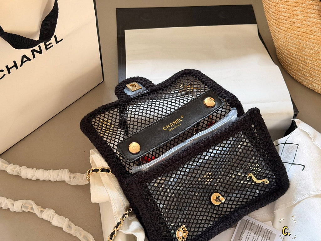 Chanel Coco Beach Woven Marine Charm Flap Bag — detail