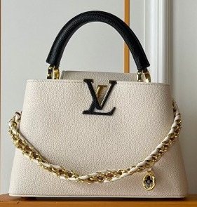 Louis Vuitton Curved-Flap Chain Detail Top Handle Bag — front