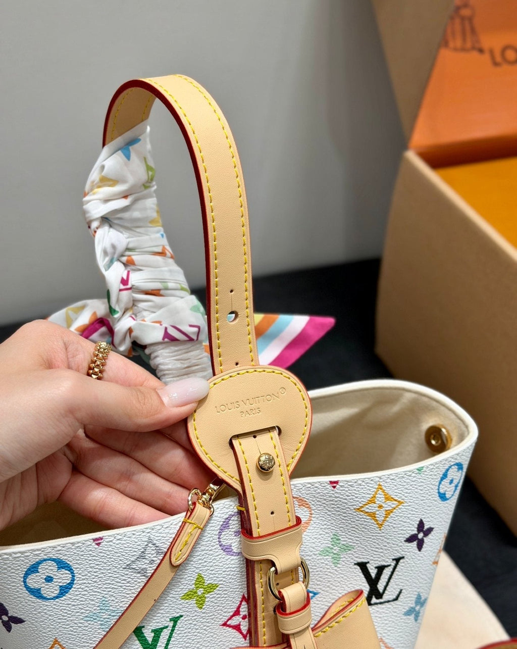 Louis Vuitton All In BB Multicolor Monogram Bucket Bag — detail