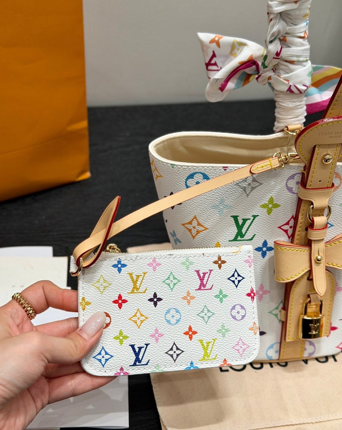 Louis Vuitton All In BB Multicolor Monogram Bucket Bag — detail
