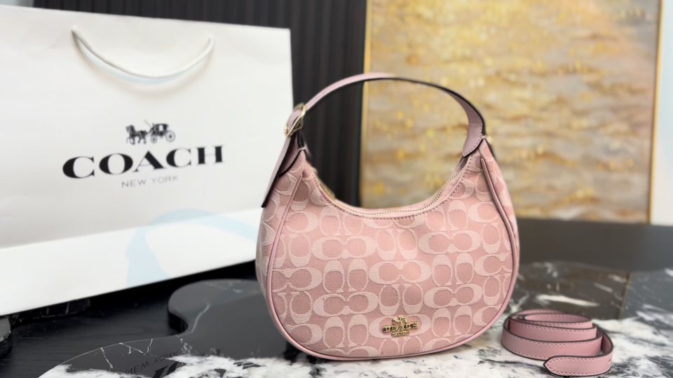 Coach Pink C-Pattern Crescent Shoulder Bag — hero