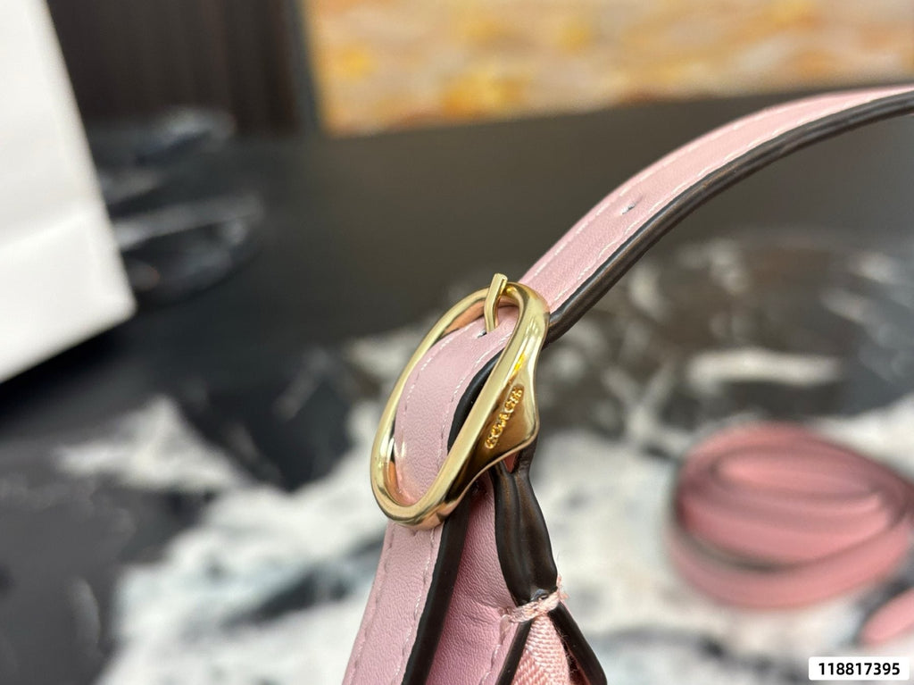 Coach Pink C-Pattern Crescent Shoulder Bag — detail