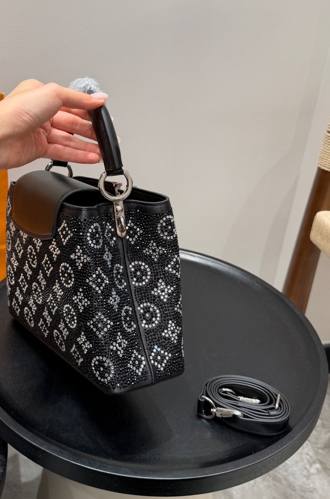 Louis Vuitton Capucines BB Sparkling Monogram Top-Handle Bag — side