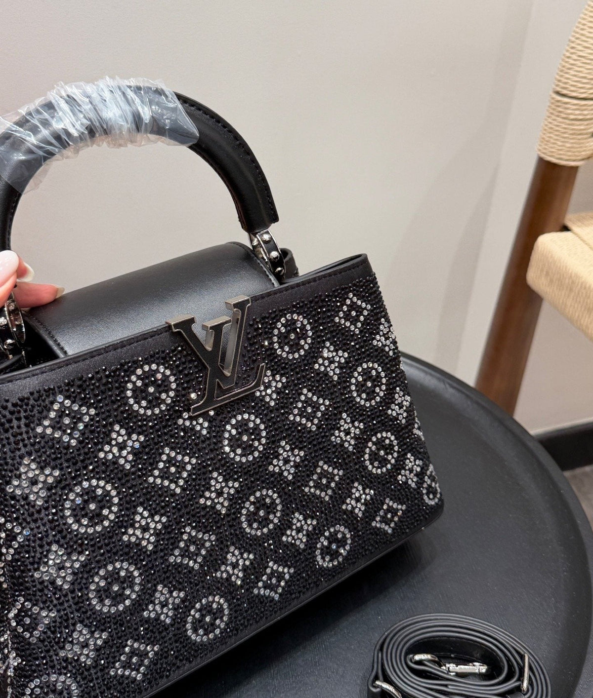 Louis Vuitton Capucines BB Sparkling Monogram Top-Handle Bag — detail