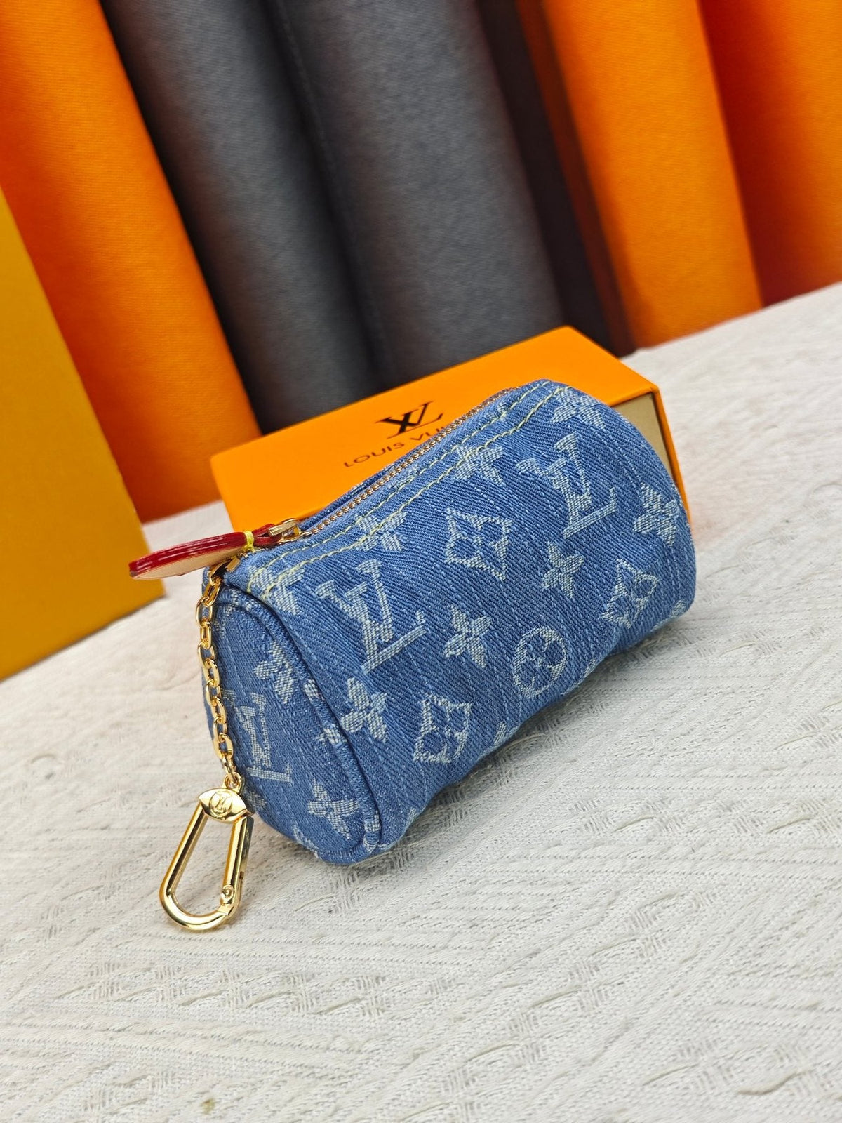 Louis Vuitton Speedy Trousse Monogram Denim Coin Pouch — front