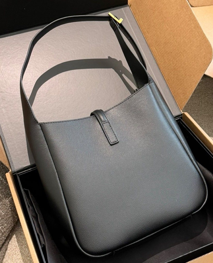 Saint Laurent Black Curved Hobo Shoulder Bag — back