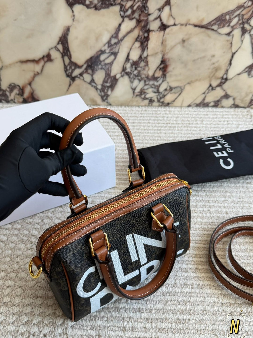 Celine Monogram Rounded Top-Handle Bag — front
