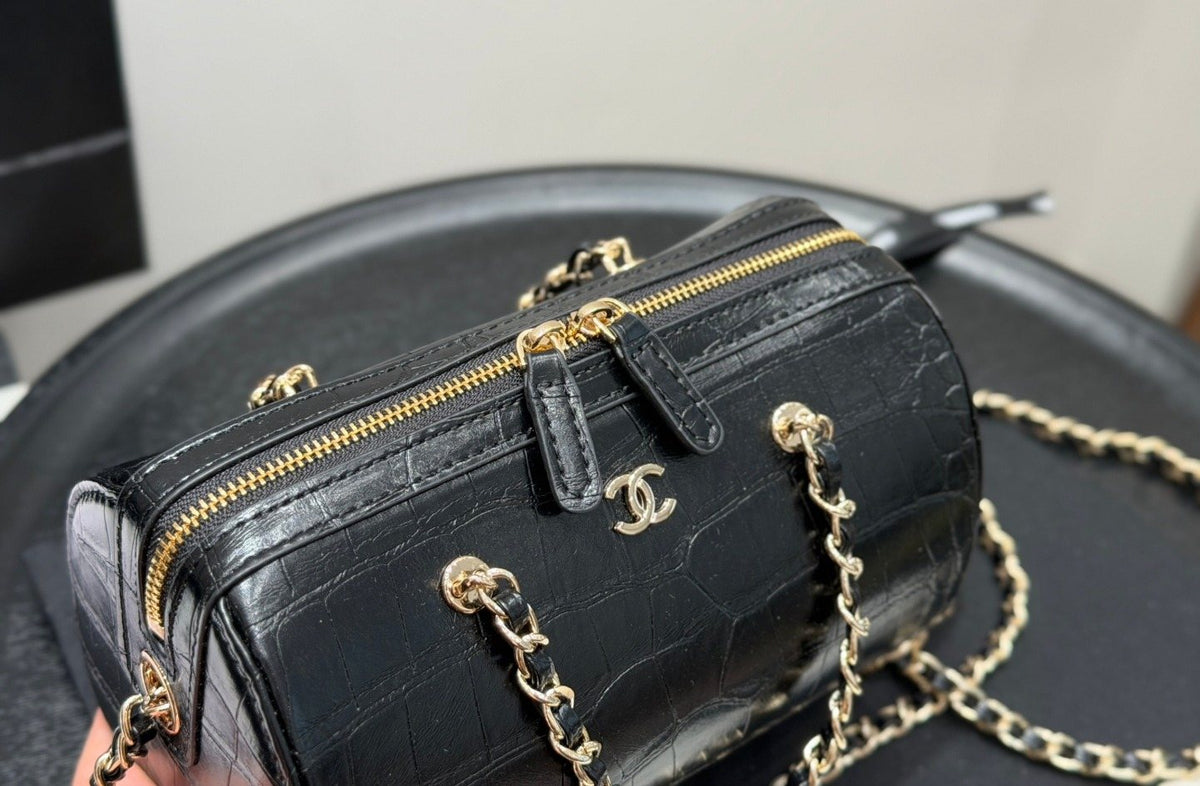 Chanel Chain-Handle Bowling Bag — detail
