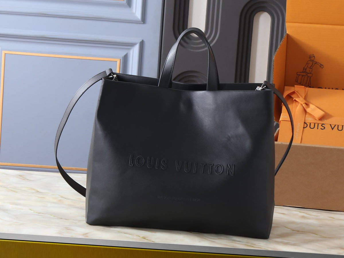 Louis Vuitton Shopper Black Tote Bag — front