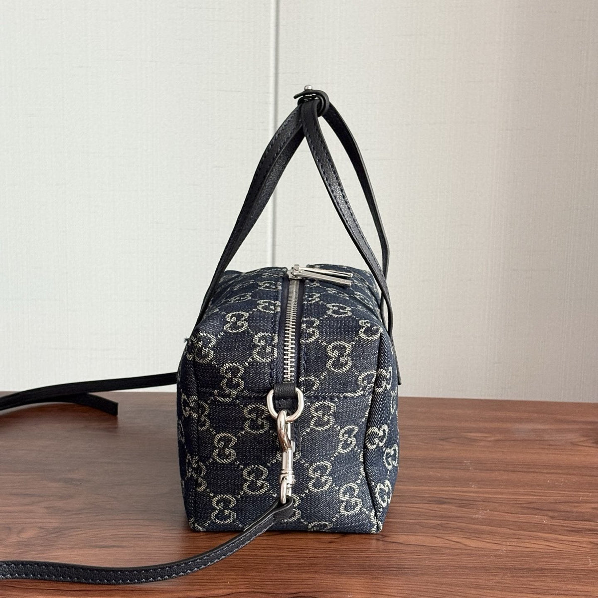 Gucci Monogram Zip-Top Boston Bag — side