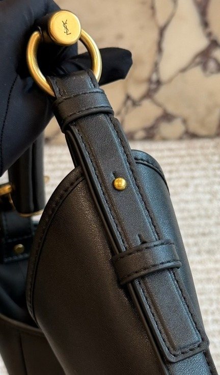 Saint Laurent Mombasa Pleated Crescent Shoulder Bag — detail