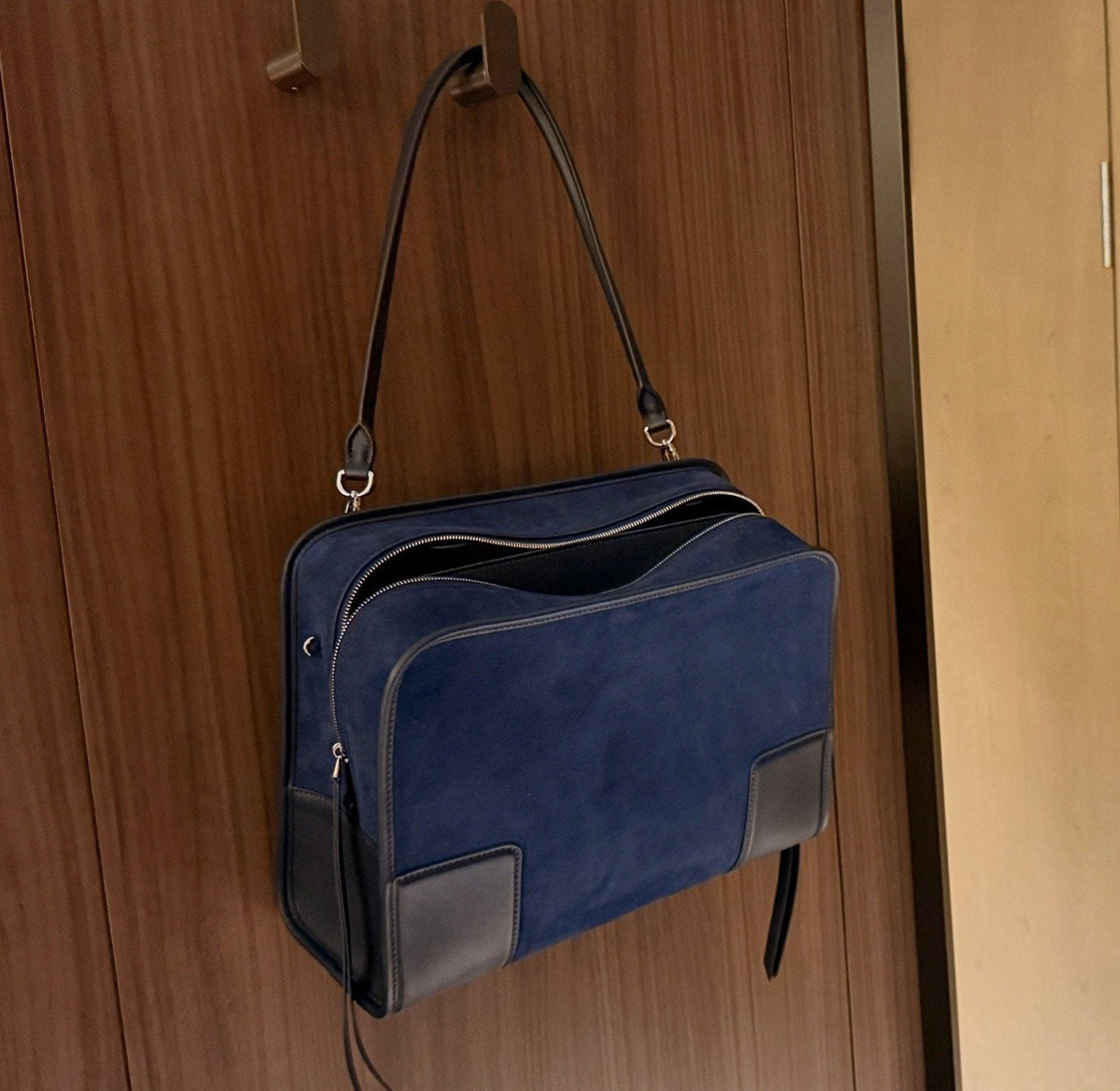Loewe Amazona180 Navy Suede Shoulder Bag — hero