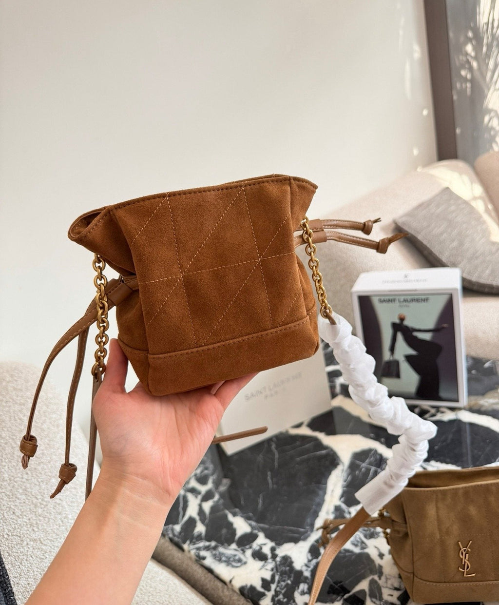 Saint Laurent Jamie Drawstring Shoulder Bag — back