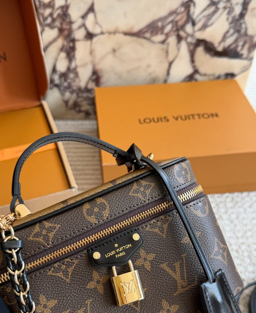 Louis Vuitton Monogram Top-Handle Vanity Bag — detail