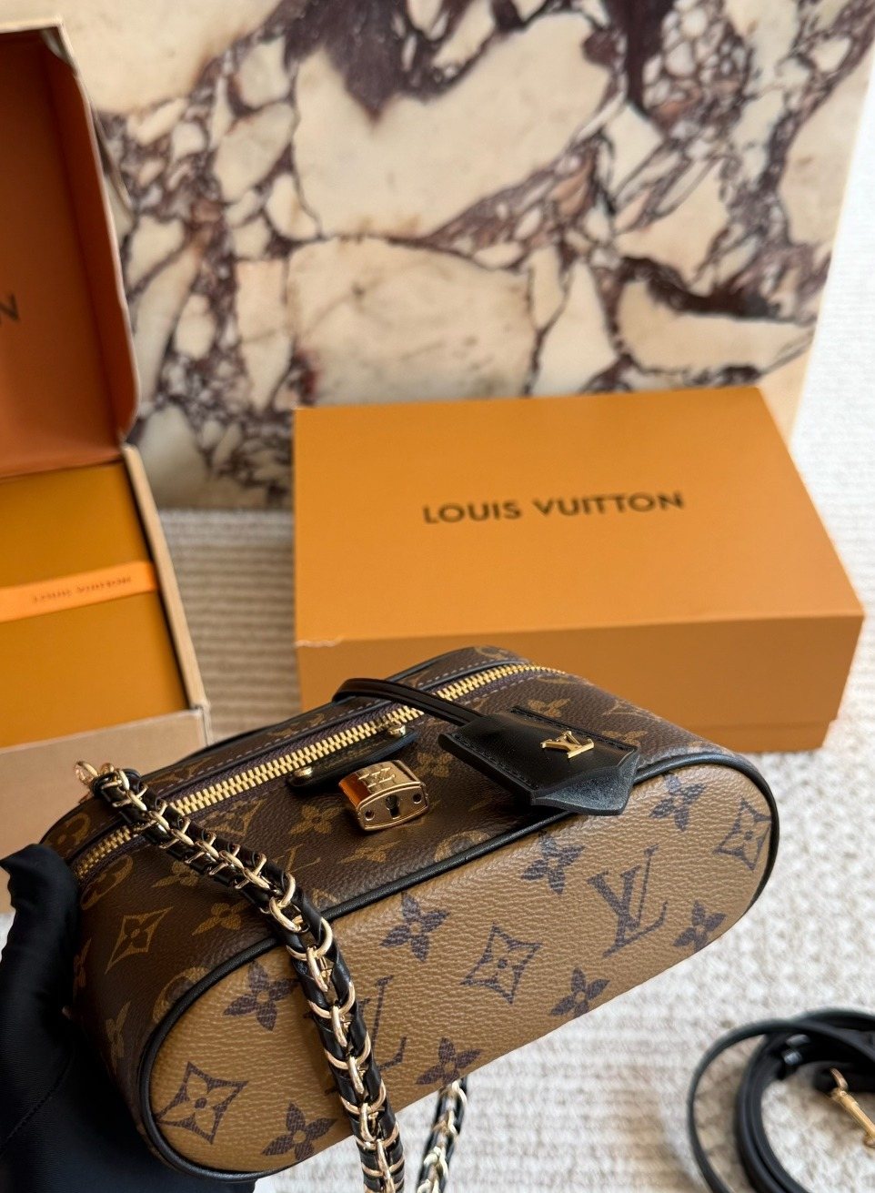 Louis Vuitton Monogram Top-Handle Vanity Bag — detail