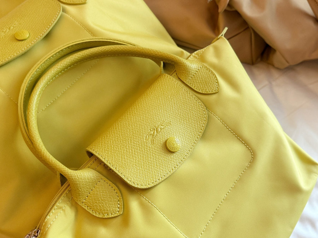 Longchamp Nylon Top-Handle Bag with Rounded Snap Flap — detail