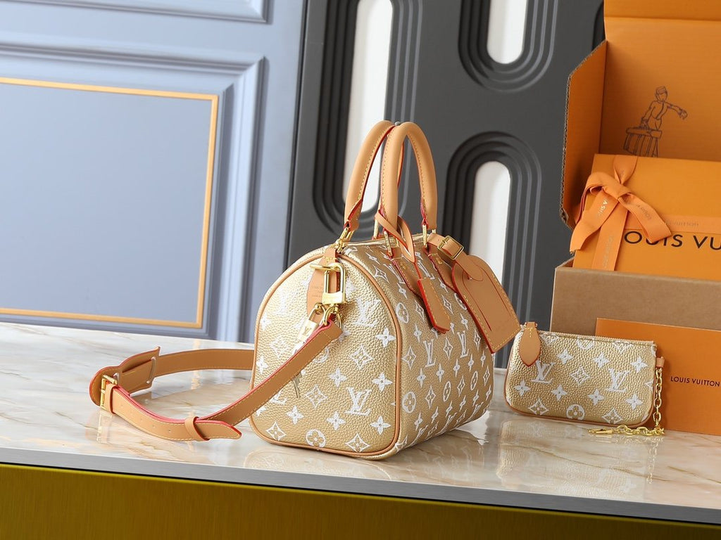 Louis Vuitton Speedy Bandoulière White Monogram Bag — side