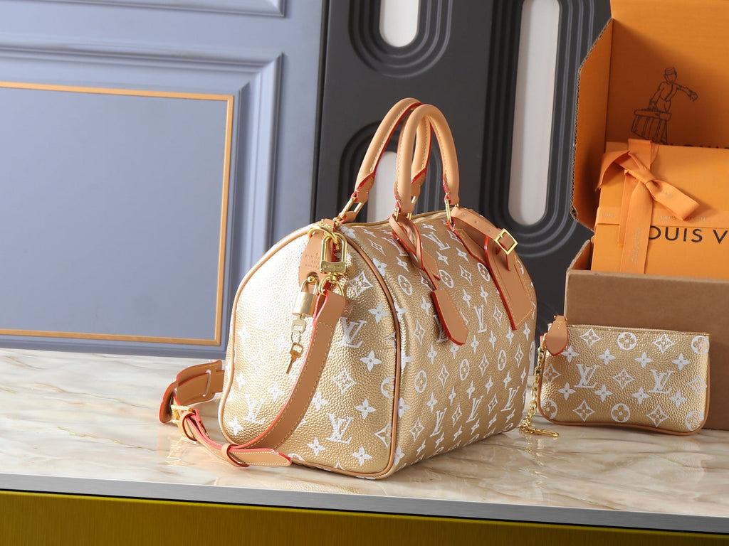 Louis Vuitton Speedy Bandoulière White Monogram Bag — side