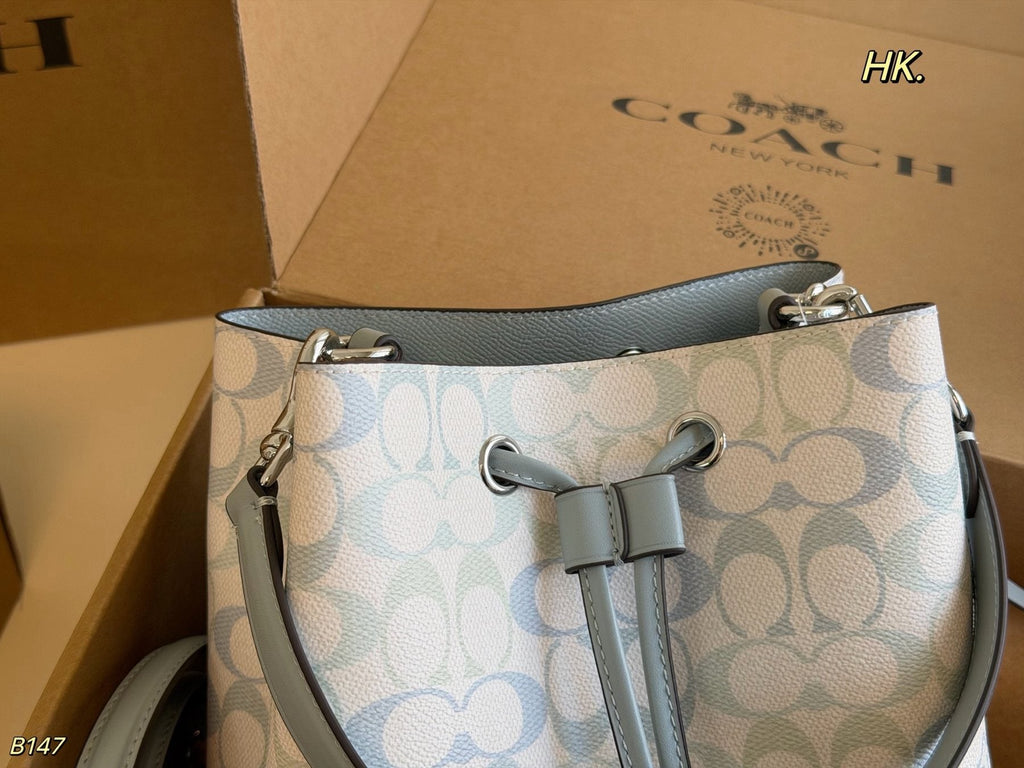 Coach Rowan Pastel Signature Drawstring Bucket Bag — detail